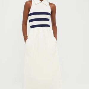 Sleeveless Striped Navy and White Dress